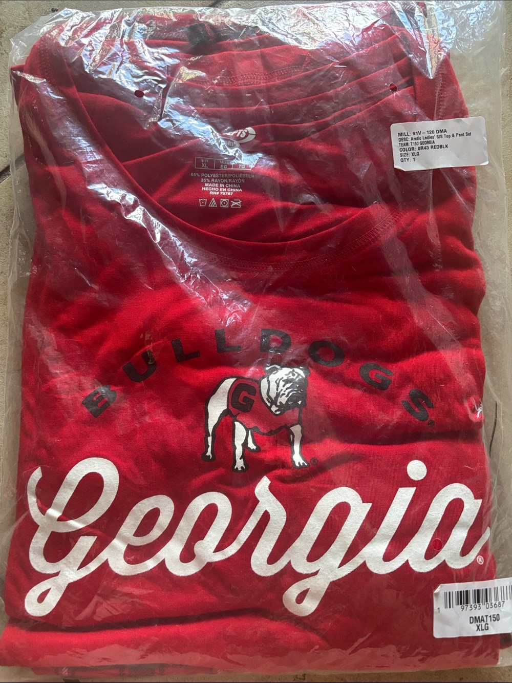 Georgia Bulldogs XL Pajamas Set.